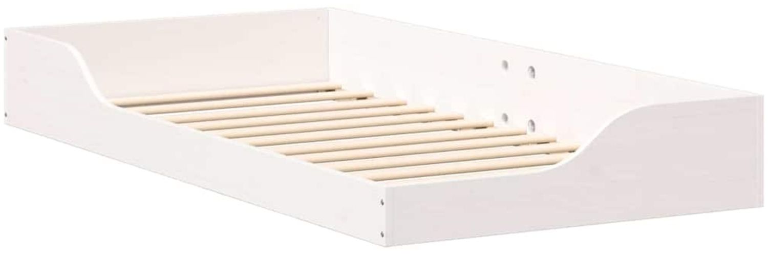 vidaXL Bettrahmen Weiß 90 x 190 cm Massives Kiefernholz 873395 Bild 1