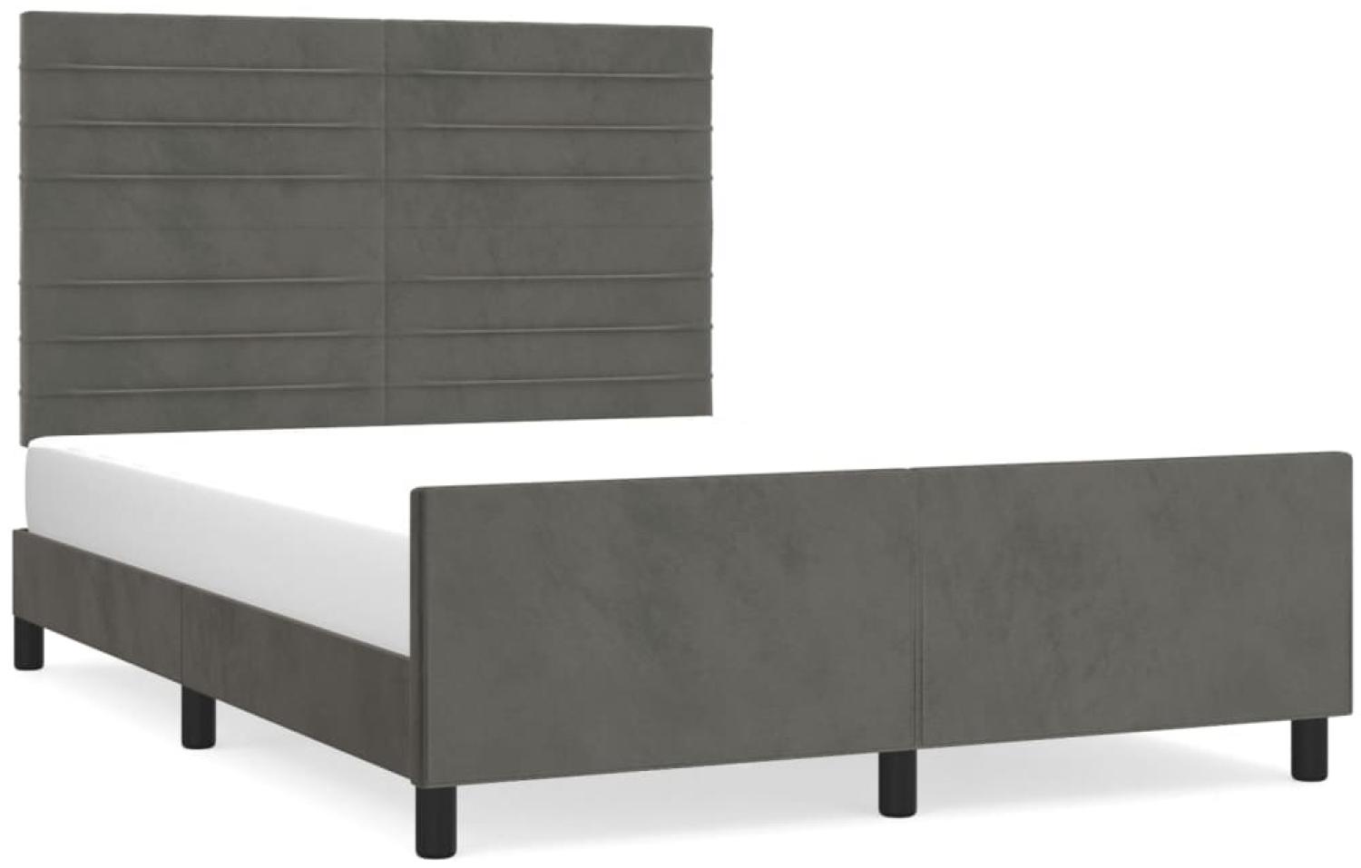 vidaXL Bettgestell mit Kopfteil Samt Dunkelgrau 140x190 cm, Härtegrad: H2 [3125813] Bild 1