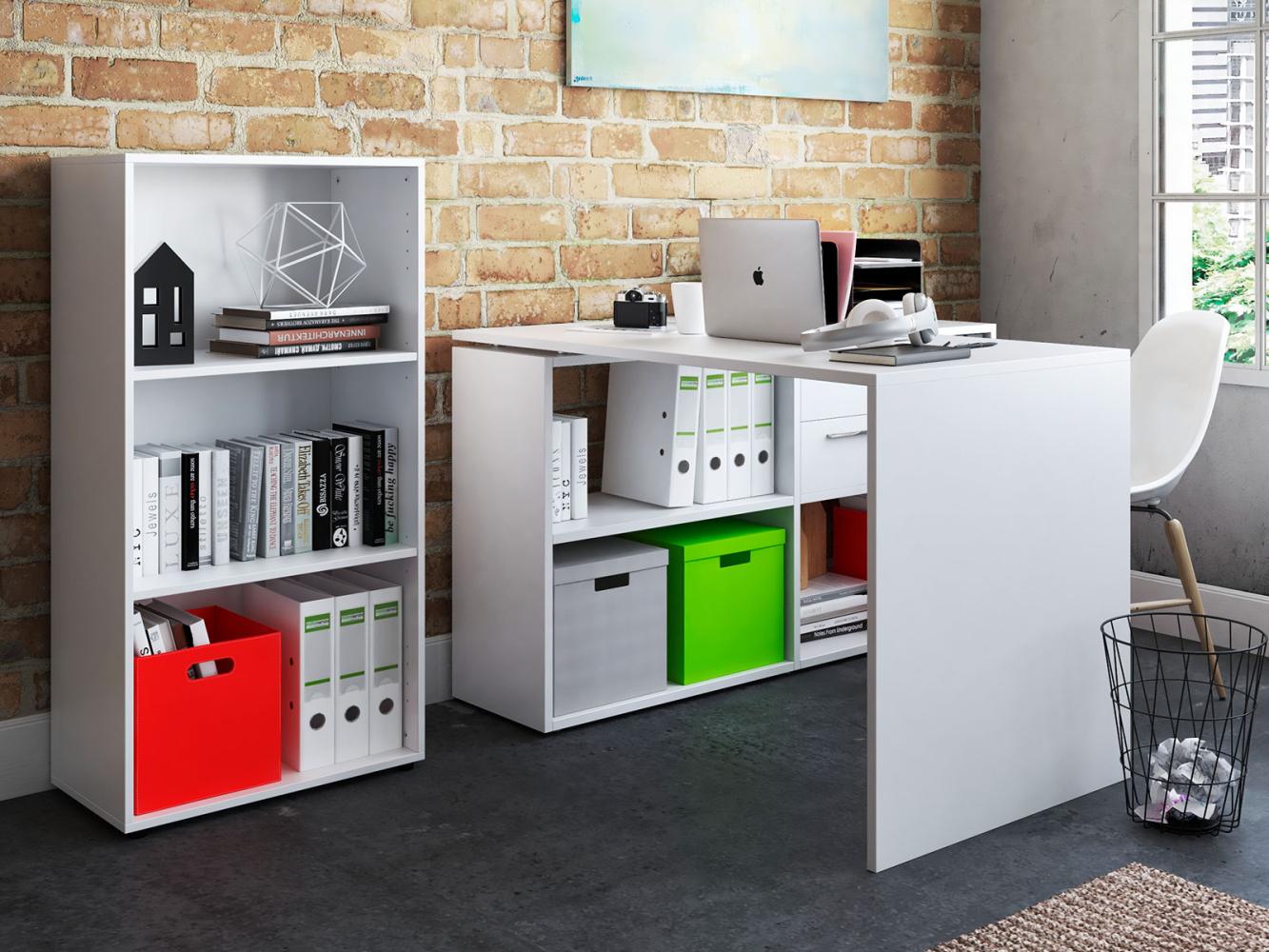 Büro-Set >Trio< in Weiß - 121x76x33cm (BxHxT) Bild 1