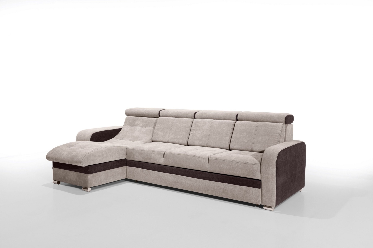 robin 'Bristol' Ecksofa mit Schlaffunktion und verstellbare Kopfstützen, Strukturstoff beige / braun, 169 x 315 x 95 cm Bild 1