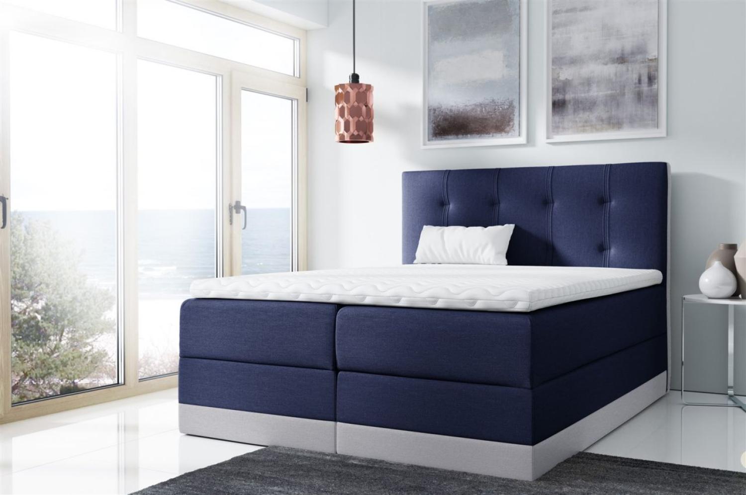 Boxspringbett BALEA 140x200cm Blau-Hellgrau Bild 1