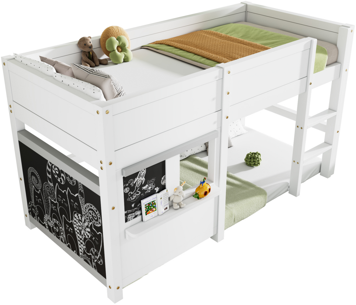 ComfortXL Kinderbett-BB046, Massivholz, Weiß, 204x99x110cm Bild 1