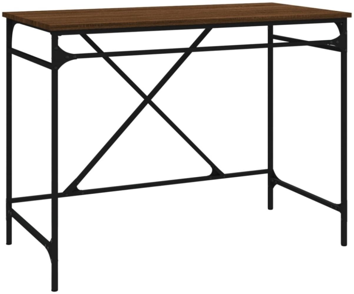 vidaXL Schreibtisch, Holzwerkstoff und Eisen, 100x50x75 cm, Braun Eichen-Optik Bild 1