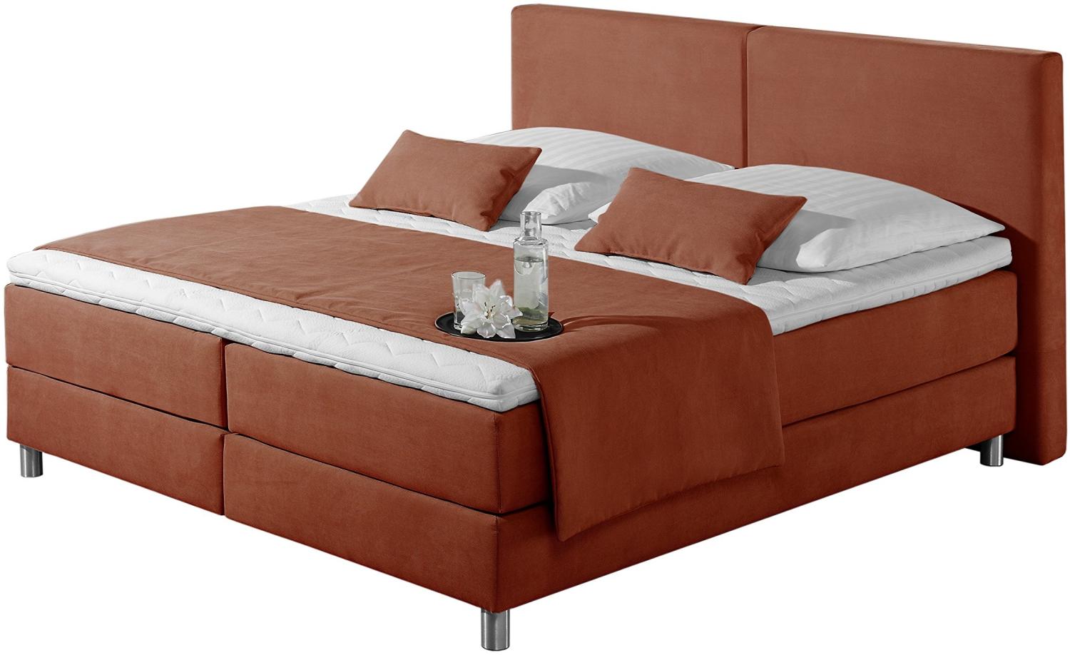 Maintal Boxspringbett Metropol, 180 x 200 cm, Strukturstoff, 7-Zonen-Kaltschaum Matratze h3, terra Bild 1