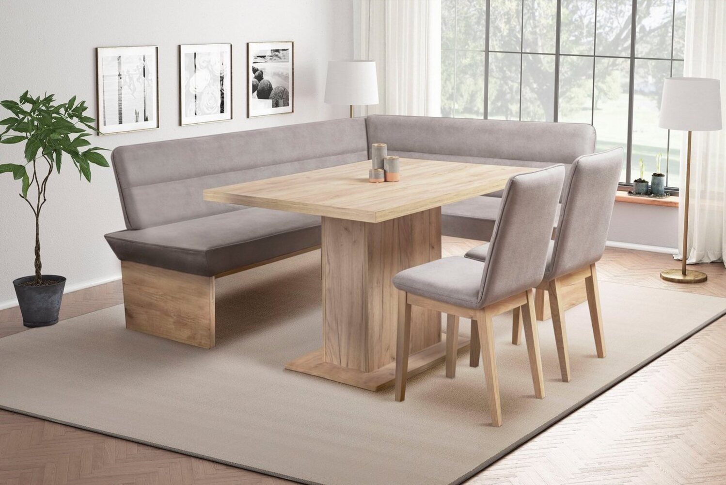 Home affaire Eckbankgruppe Beluna + Cross Essecke Sitzgruppe Eckbank Küchenbank BESTSELLER, (Set, 4-tlg, Eckbank, 2 Stühle und Tisch), Sitzgruppe Esszimmer Stühle Tisch und Bank bequem gepolstert Bild 1