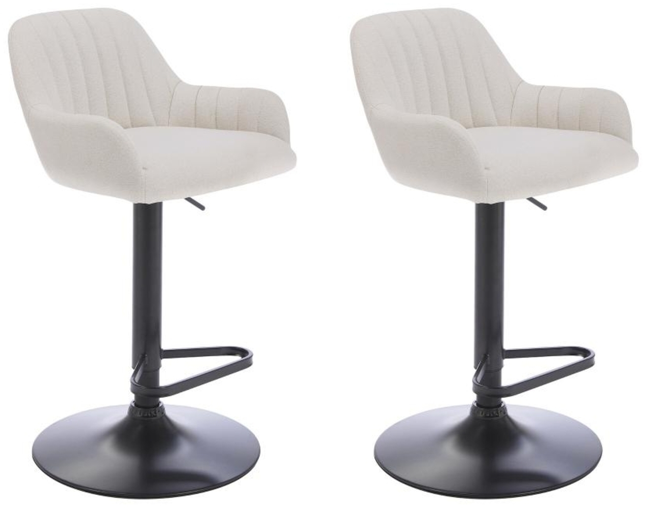Vente-unique - Barhocker 2er-Set - Stoff & schwarzes Metall - Höhenverstellbar - Cremefarben - ELEANA Bild 1