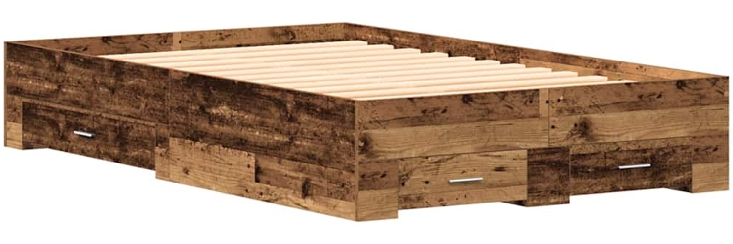 vidaXL Bettrahmen mit Schubladen Altholz 120 x 190 cm Holzwerkstoff 3333978 Bild 1