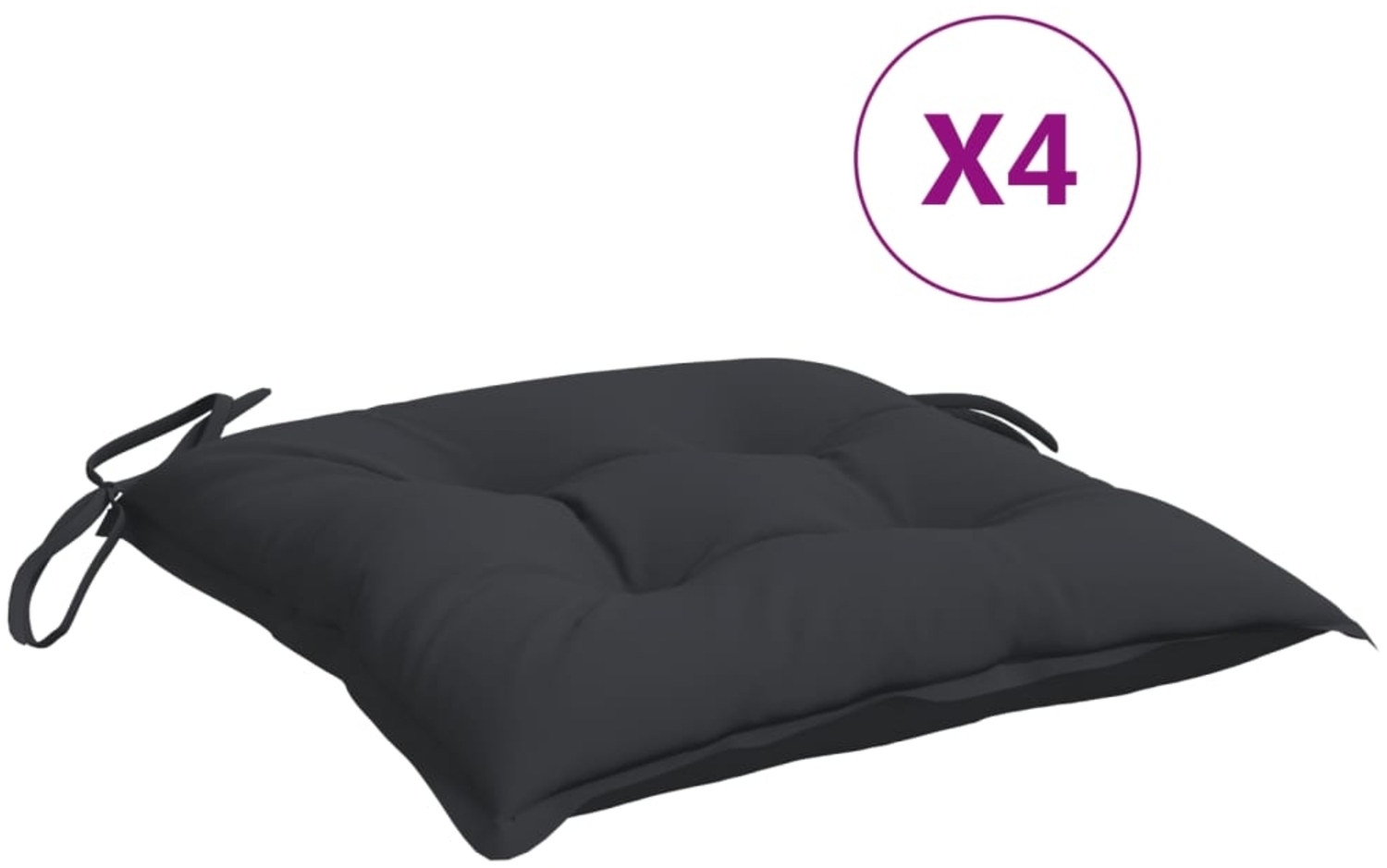 vidaXL Stuhlkissen 4 Stk. Schwarz 50x50x7 cm Oxford-Gewebe 314918 Bild 1