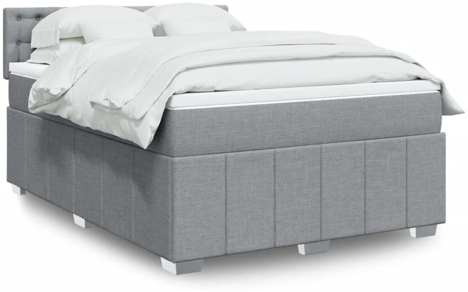 vidaXL Boxspringbett mit Matratze Hellgrau 140x200 cm Stoff 3289405 Bild 1