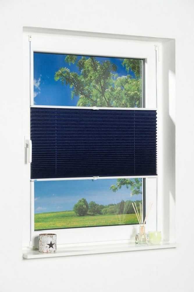 K-home Klemmfix-Plissee Palma Blau 100x210 cm (B x L) Lichtschutz +++ Moderne Crushed Optik +++ Bild 1