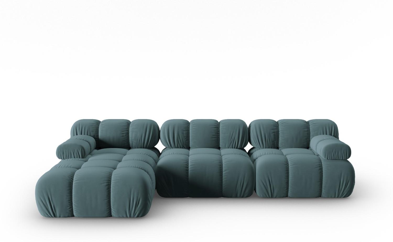 Micadoni Modulares Ecksofa Bellis 4-Sitzer Links Samtstoff Petrol Bild 1