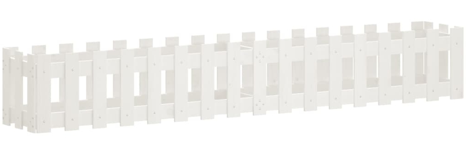vidaXL Hochbeet Lattenzaun-Design Weiß 200x30x30 cm Massivholz Kiefer 832503 Bild 1
