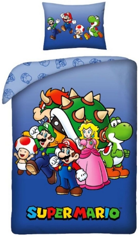 Super Mario Bettwäsche-Set – Bettbezug 140x200 cm + Kissenbezug 60x70 cm Bild 1