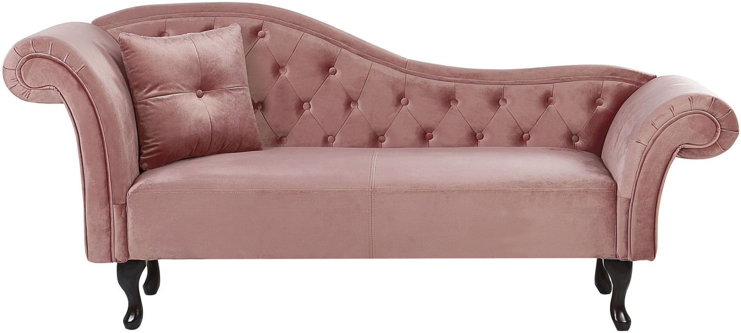 Chaiselongue Samtstoff rosa linksseitig LATTES Bild 1