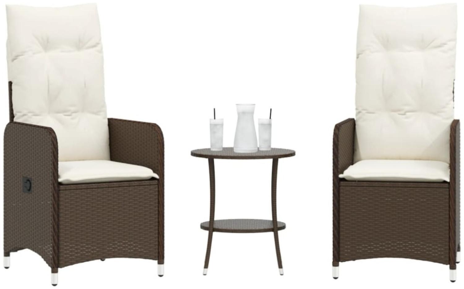 vidaXL Outdoor-Lehnstühle 2 Stk. mit Tisch Braun Poly Rattan 365691 Bild 1