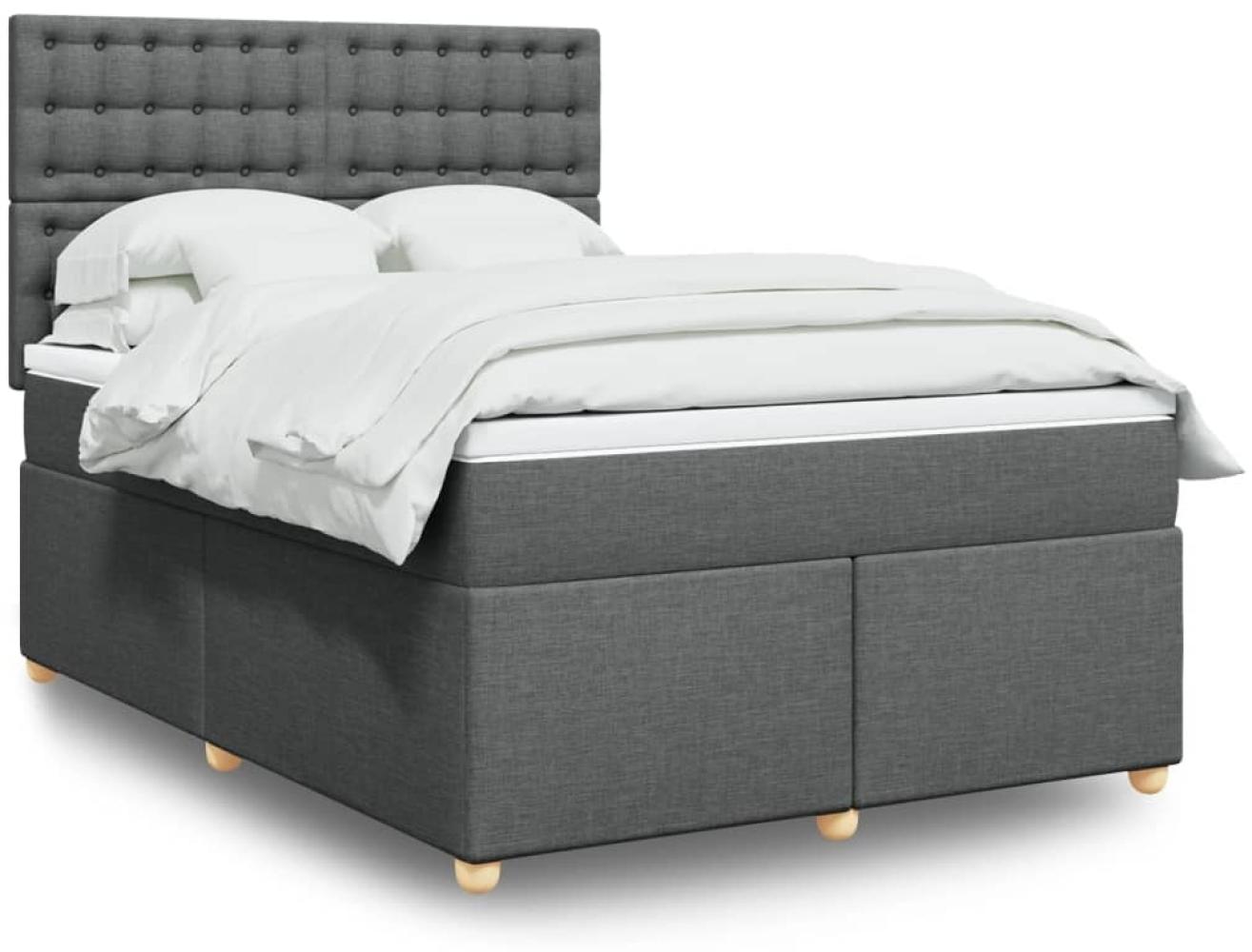 vidaXL Boxspringbett mit Matratze Dunkelgrau 160x200 cm Stoff 3293646 Bild 1