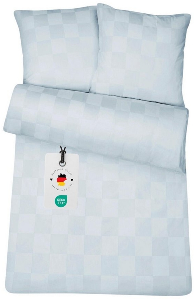 Carpe Sonno Bettwäsche Damast 135x200 Baumwolle Hotel Bettwäsche kariert Bettbezug Set modern, Damast, 2 teilig, Damast Bettwäsche 135x200 Karo Bettwäsche Silber Bild 1