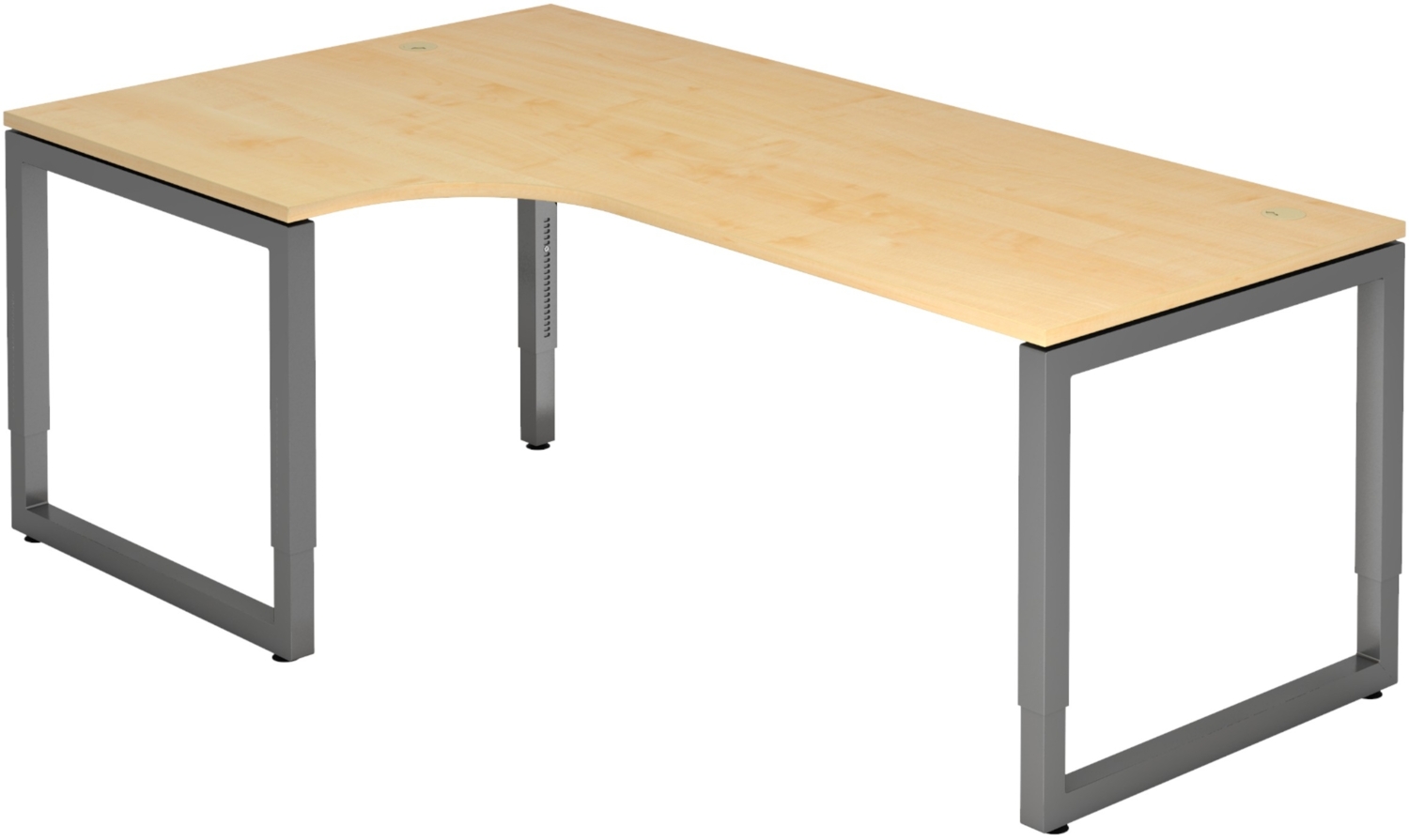 bümö höhenverstellbarer Eckschreibtisch R-Serie 200x120 cm in Ahorn, Gestell in Graphit - Schreibtisch L Form, großer Tisch für's Büro, Computertisch höhenverstellbar, RS-82-3-G Bild 1