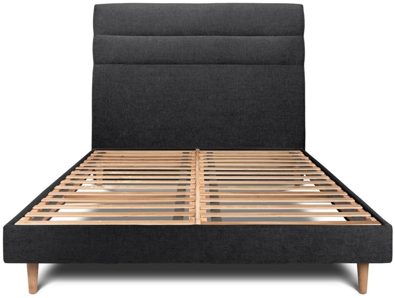 Bett mit Kopfteil – Korbgeflecht-Canvas-Stoff - 140 x 190 cm Bild 1