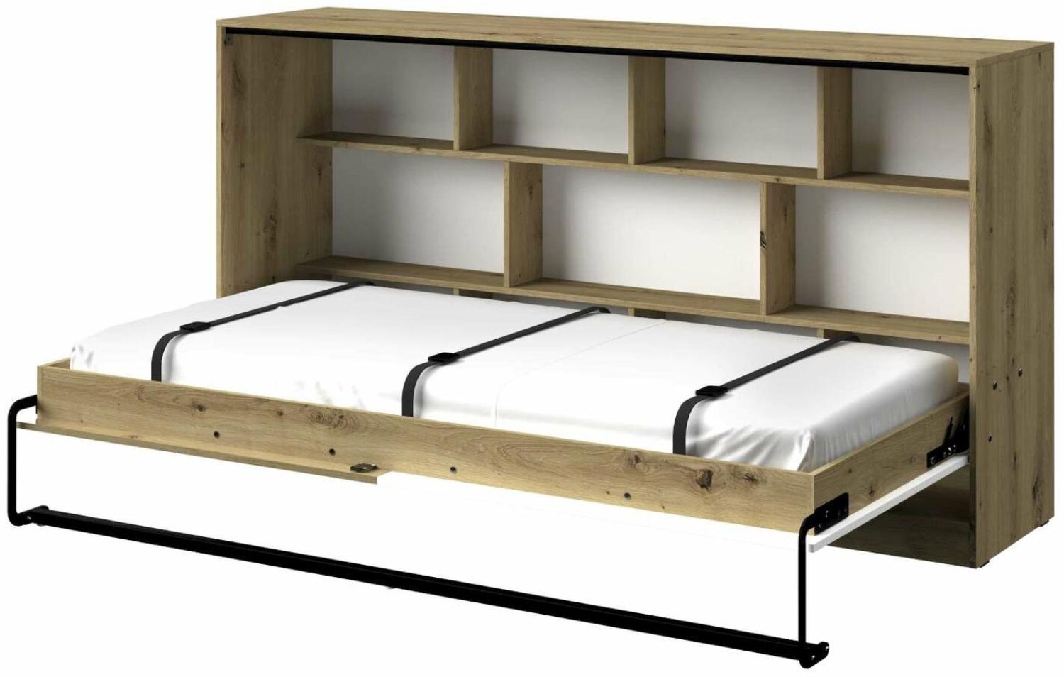 Stylefy Narin Funktionsbett II Eiche Artisan Dekor Weiß Matt Bild 1