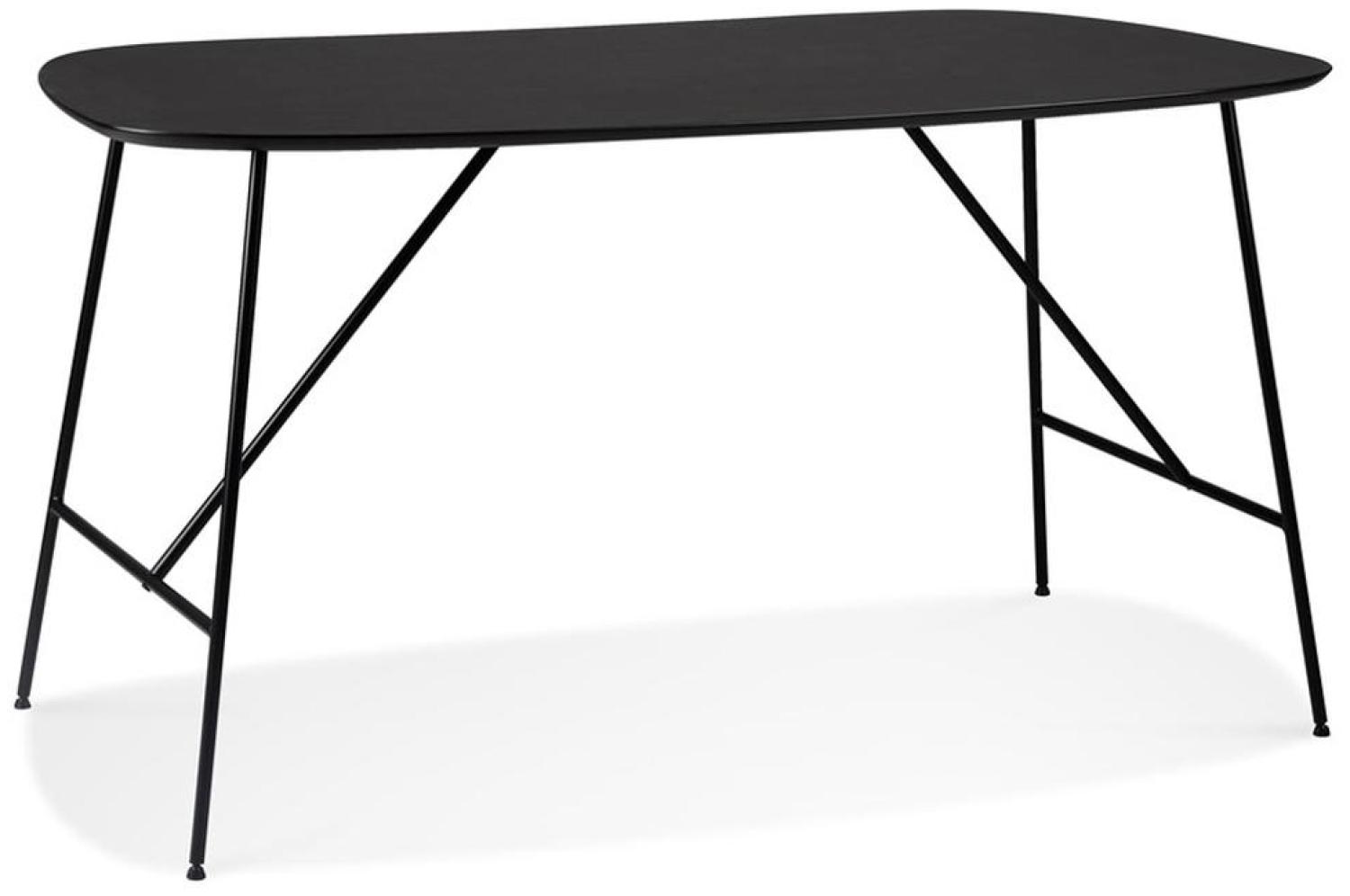 Vielseitiger Ess-/Schreibtisch aus Eichenholz, Robuste Metallstruktur, 142,5 x 74 x 75 cm - "TOLARO" Kollektion. Farbe: Schwarz. Größe: 142,5x74x75 cm Bild 1