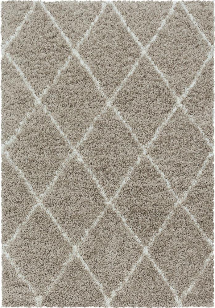 Hochflor Teppich Adriana rechteckig - 140x200 cm - Beige Bild 1