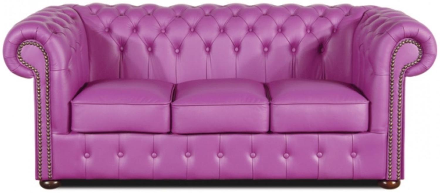 Casa Padrino Echtleder 3er Sofa Violett 200x90 x H. 78 cm Bild 1