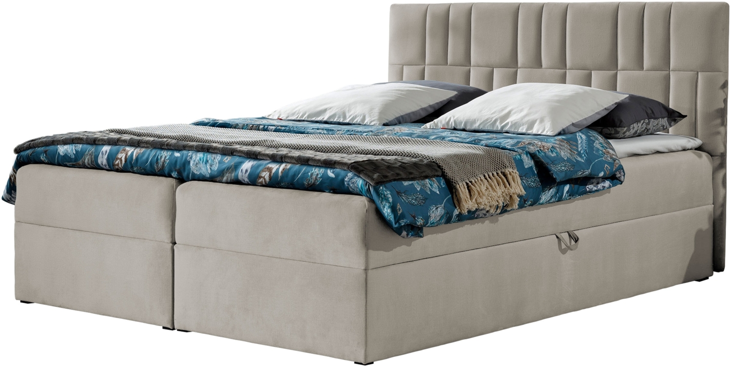 Boxspringbett Trifoli III, Beige, 140 x 200 cm Bild 1