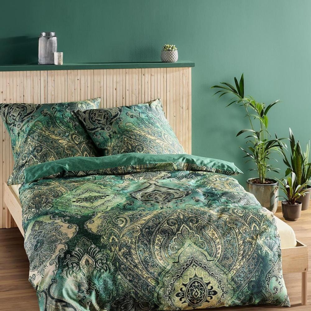 Fleuresse Mako-Satin Digitaldruck Wende Bettwäsche Bed Art S 114483-0005 grün Größe: 155x200 cm Bild 1