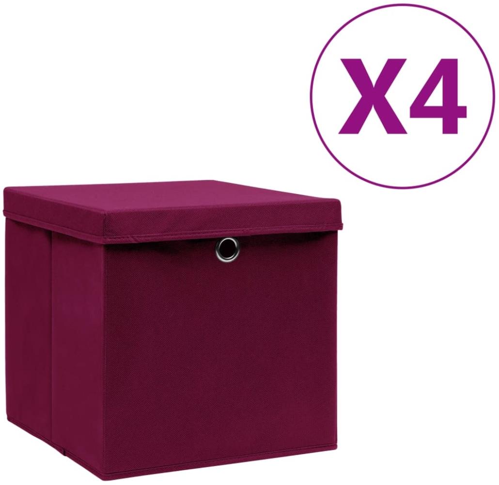 Aufbewahrungsboxen mit Deckeln 4 Stk. 28x28x28 cm Dunkelrot 325200 Bild 1