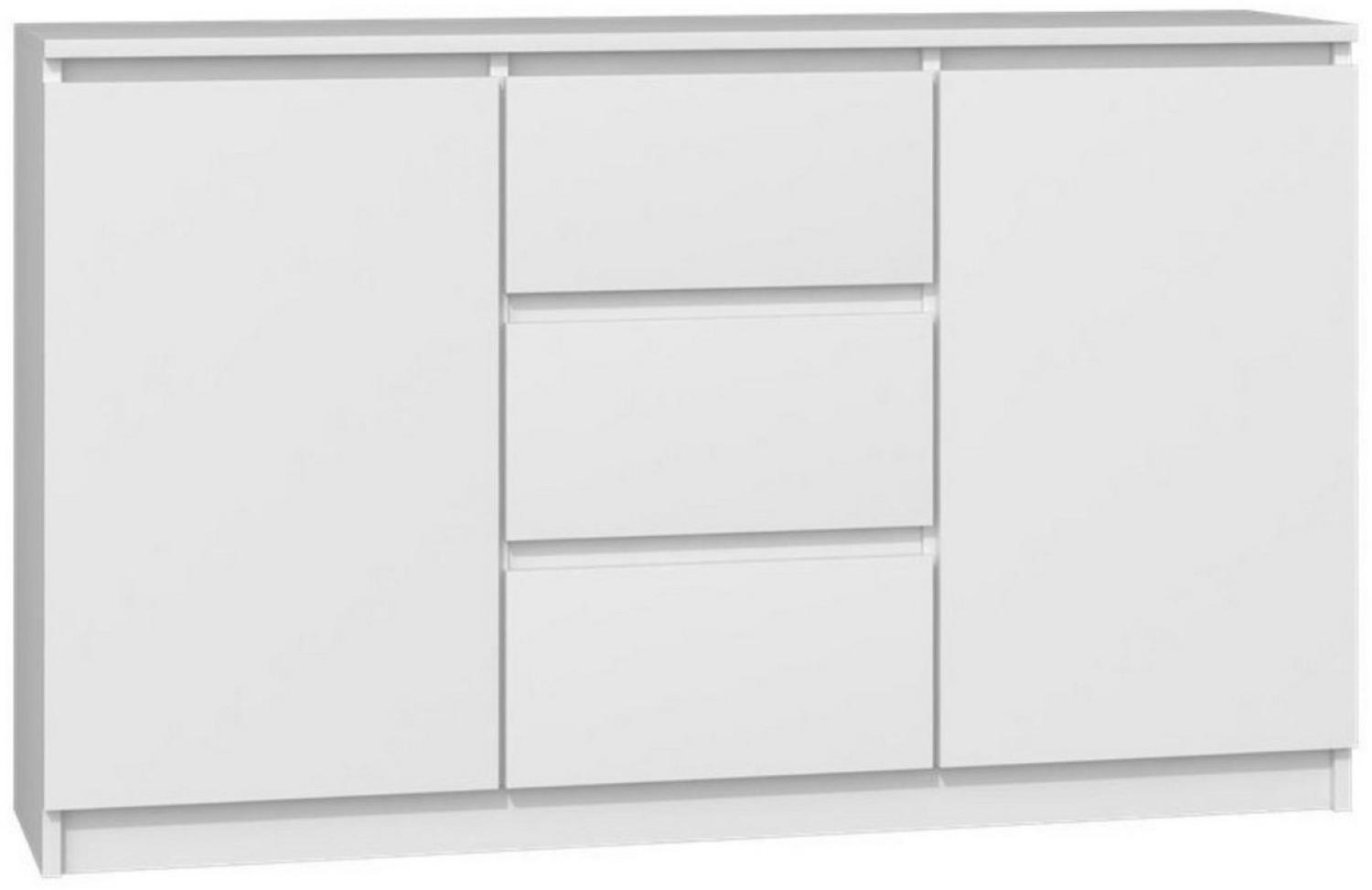 Home Collective Kommode Highboard Sideboard für Flur Schlafzimmer Wohnzimmer (Perfekt für Wohnzimmer, Schlafzimmer oder Esszimmer), mit 3 Schubladen und 2 Türen, Breite 120 cm Höhe 75, Weiß Bild 1