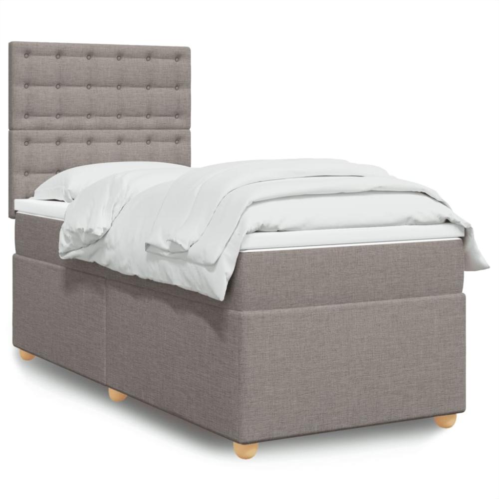 vidaXL Boxspringbett mit Matratze Taupe 90x200 cm Stoff 3293481 Bild 1