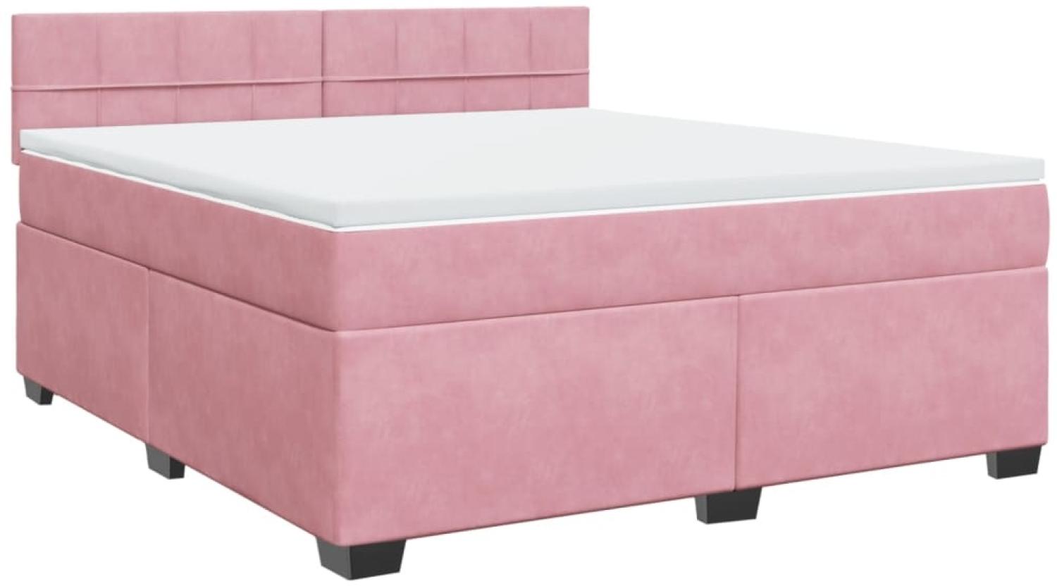 vidaXL Boxspringbett mit Matratze Rosa 180x200 cm Samt 3286383 Bild 1