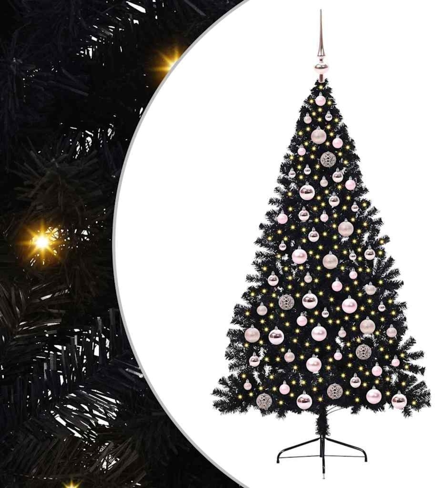 vidaXL Künstlicher vorbeleuchteter Weihnachtsbaum Schwarz 180 cm PVC 3397143 Bild 1