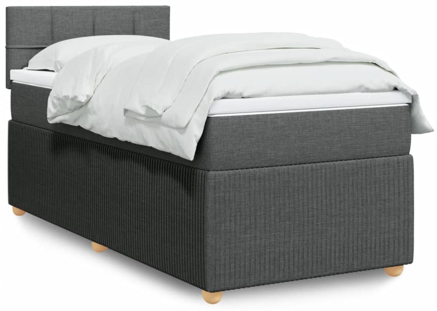 vidaXL Boxspringbett mit Matratze Dunkelgrau 90x190 cm Stoff 3289612 Bild 1