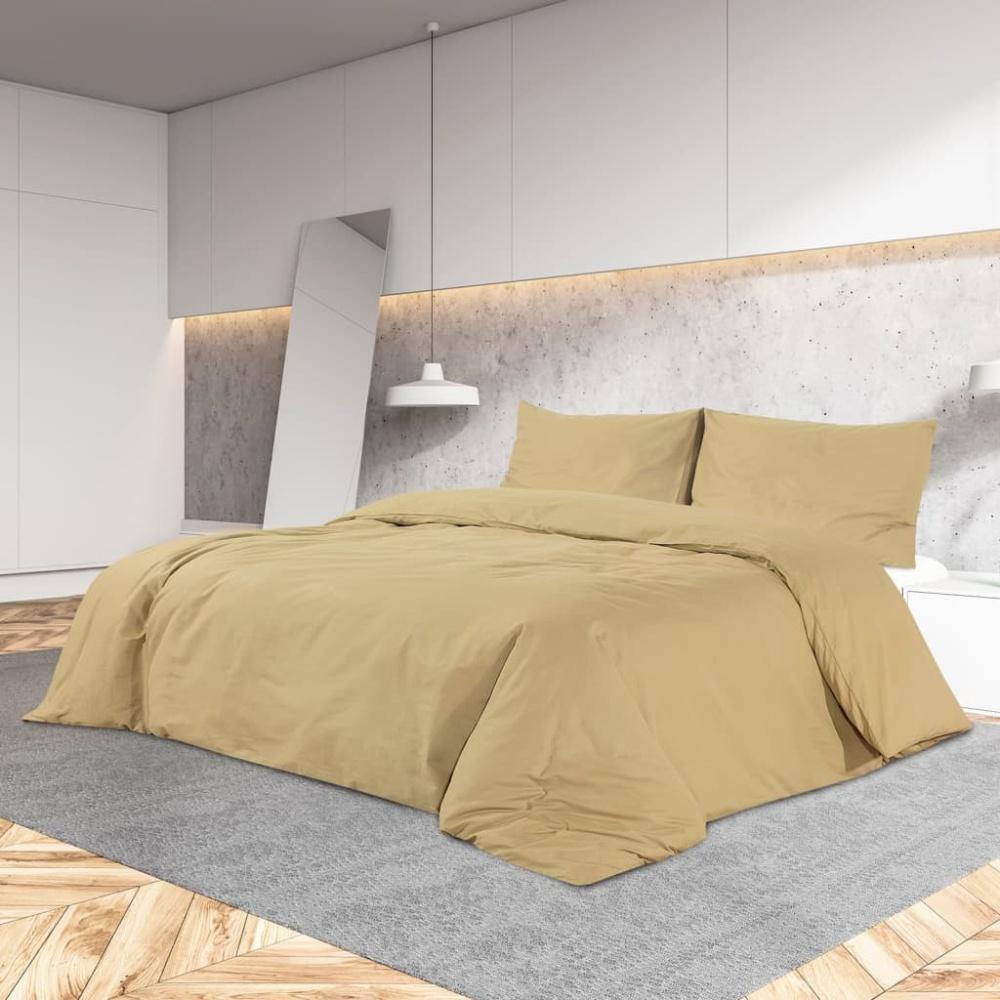 vidaXL Bettwäsche-Set Taupe 200x200 cm Baumwolle 136130 Bild 1