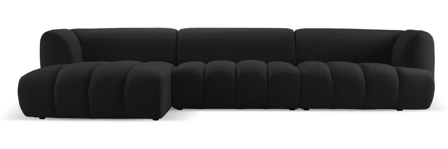 Micadoni Modulares Ecksofa Harry 5-Sitzer Links Samtstoff Schwarz Bild 1