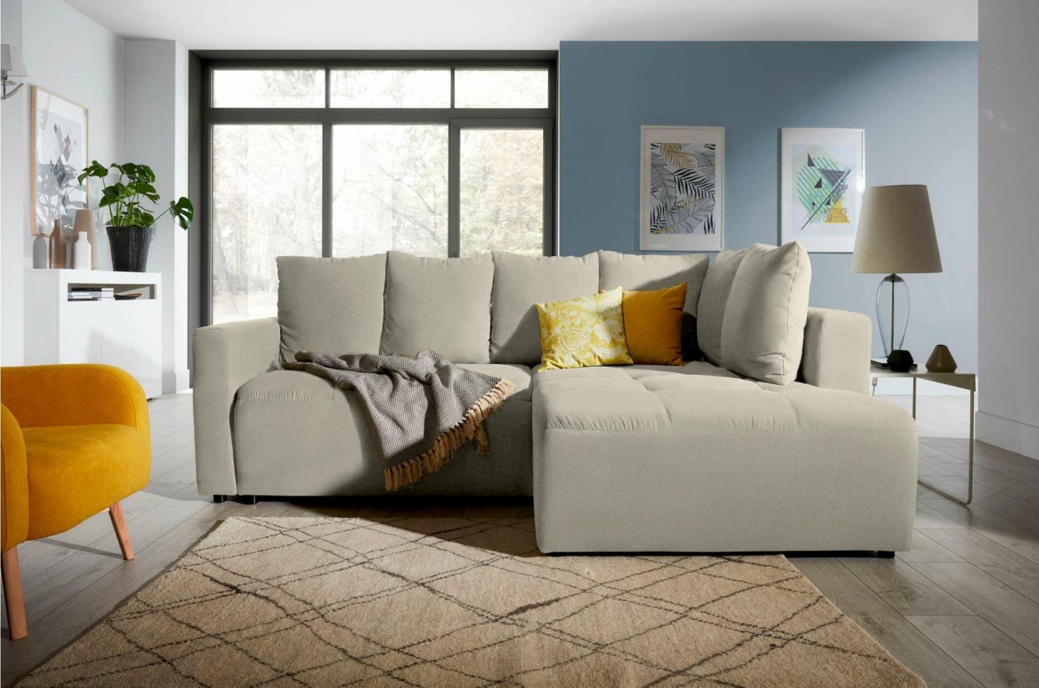 Stylefy Lucas Ecksofa Strukturstoff INARI Beige Rechts Bild 1