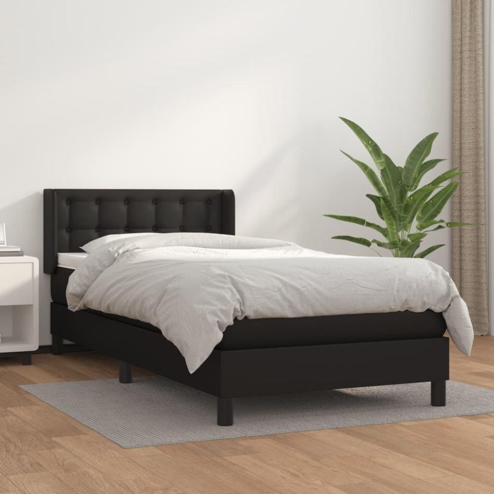 vidaXL Boxspringbett mit Matratze Schwarz 90x200 cm Kunstleder 3130757 Bild 1