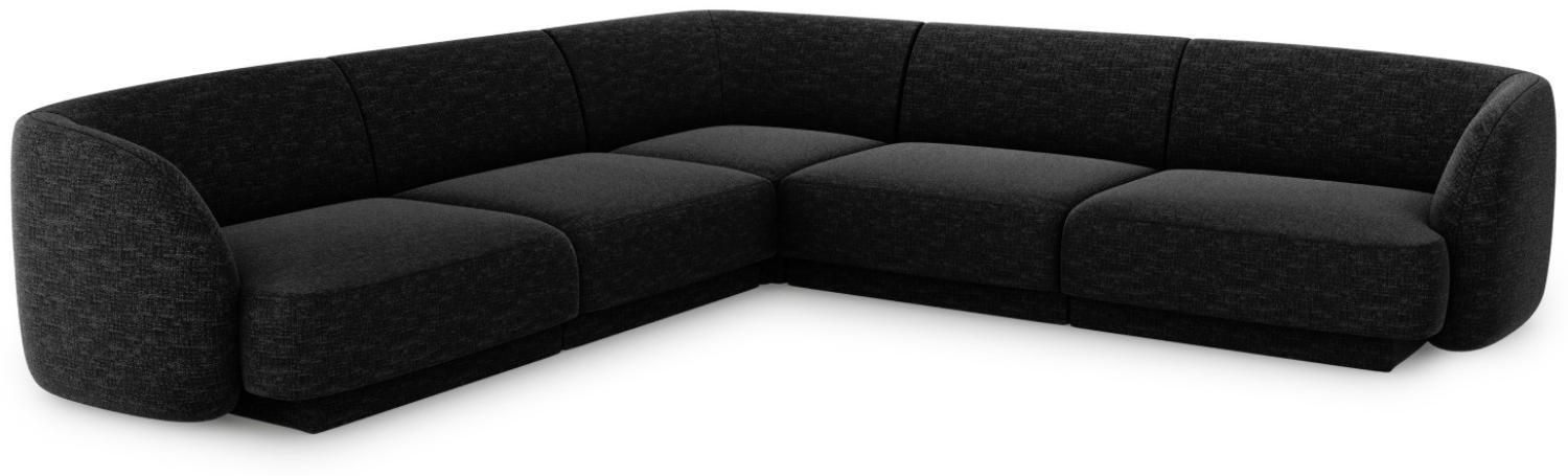 Micadoni 5-Sitzer Reversible Ecksofa Miley | Bezug Black | Beinfarbe Black Plastic Bild 1