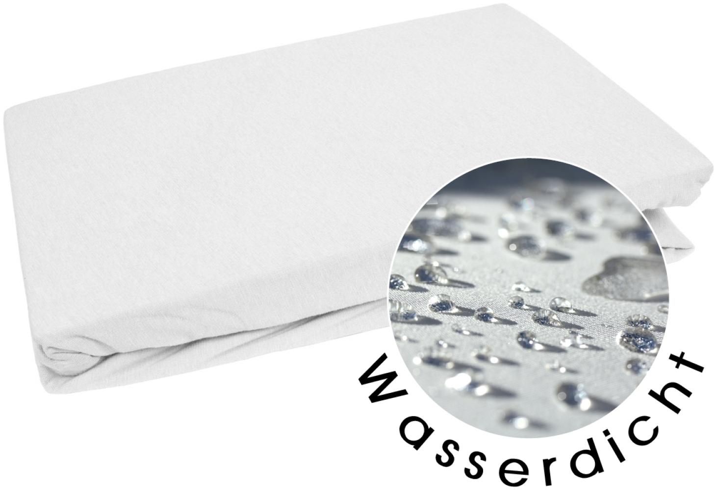 Wasserdichtes Spannbettlaken weiß Jersey/PU 140x200cm Höhe bis 35cm Bild 1