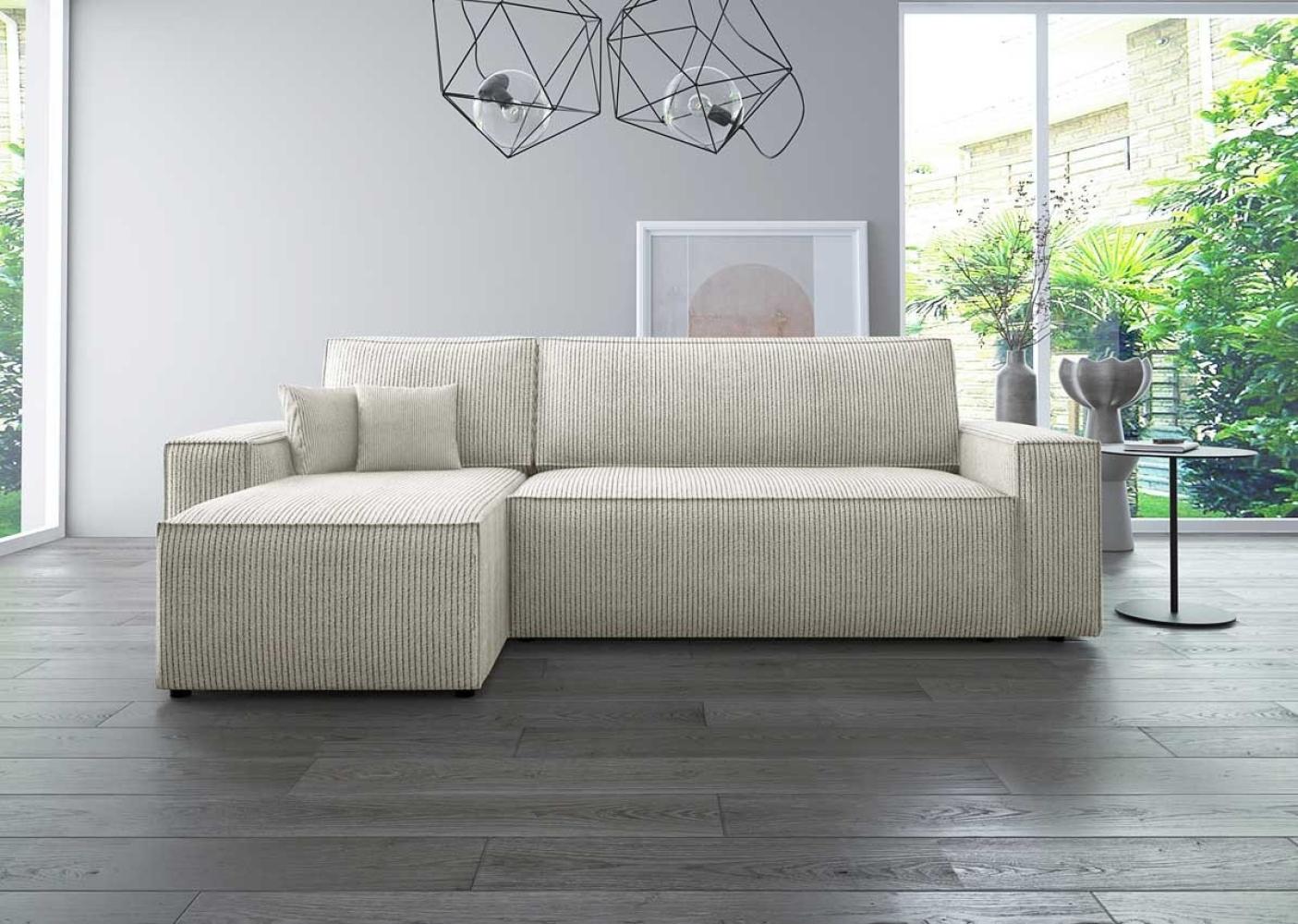 Luxusbetten24 Ecksofa Lazy, 244 cm breit, Cordstoff mit Schlaffunktion und Stauraum Bild 1