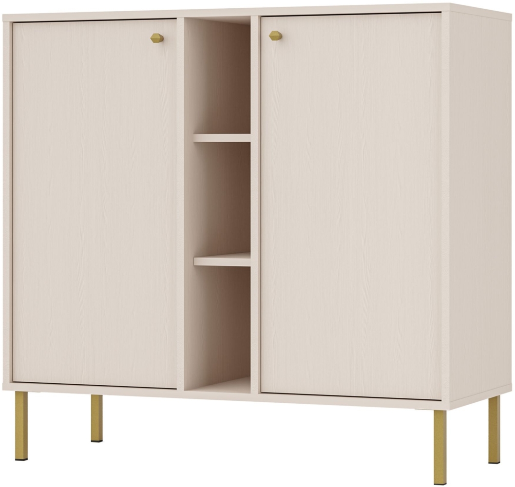 Selsey 'Oktio' Sideboard 2-türig mit Regalen, sandbeige, ca. 95 x 100 x 41 cm Bild 1