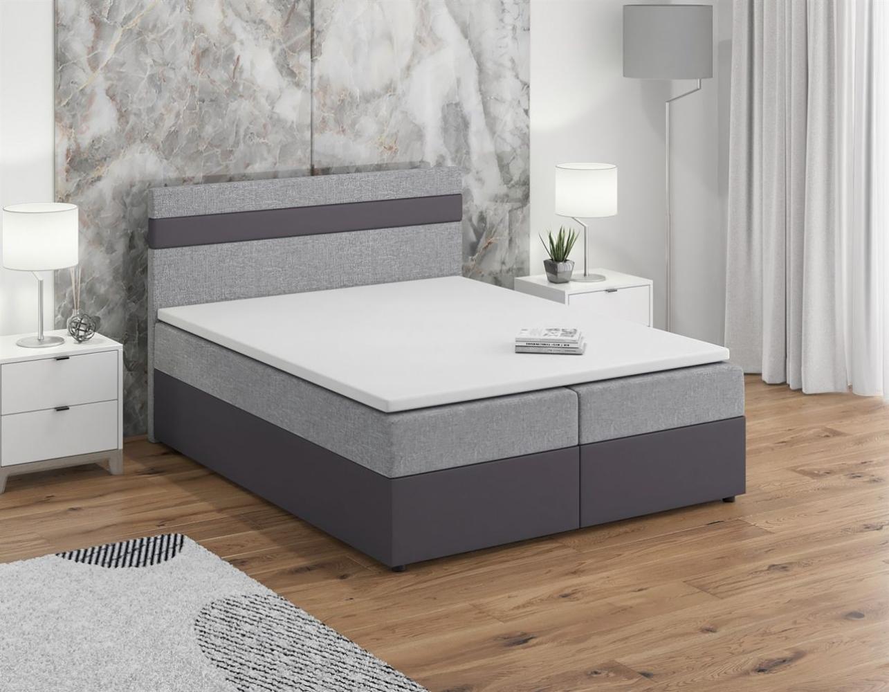 Boxspringbett INVERN 180x200cm Grau-Hellgrau Bild 1