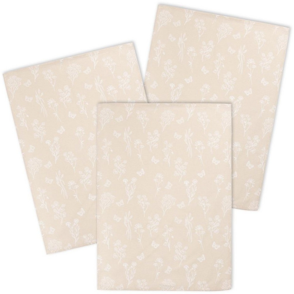 Kracht Geschirrtuch Wildblumen, (Set, 3-tlg, 3-teilig), 3er Pack Geschirrtücher (3 Stück), ca. 50 x 70 cm, Halbleinen bedruckt Bild 1