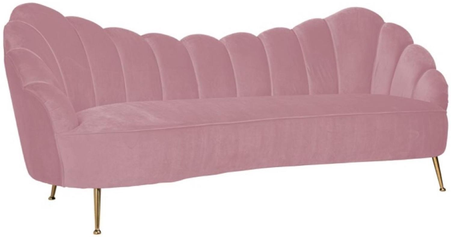 Casa Padrino Luxus Samt Sofa Rosa / Gold 230 x 94 x H. 90 cm - Wohnzimmer Sofa mit edlem Samtstoff - Wohnzimmer Möbel - Luxus Möbel - Wohnzimmer Einrichtung - Luxus Einrichtung Bild 1