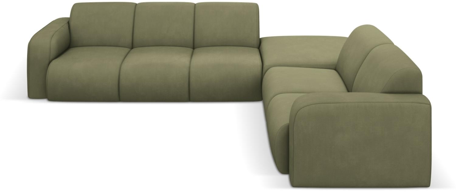 Micadoni Boucle Ecksofa Molino 6-Sitzer Rechts Strukturierter Stoff Hellgrün Bild 1