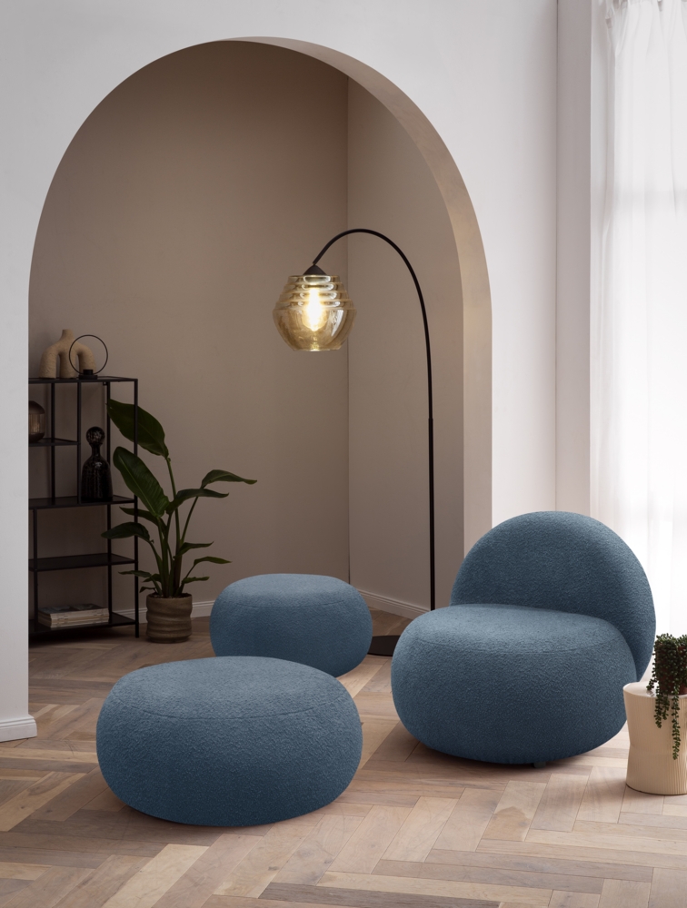 DOMO. collection Sessel 700 016, Polstersessel, rund, gepolsterte Rückenlehne, Füße mit Filzgleitern, Armsessel, Polsterganitur, 73 x 75 x 76 cm (BxTxH), blau Bild 1