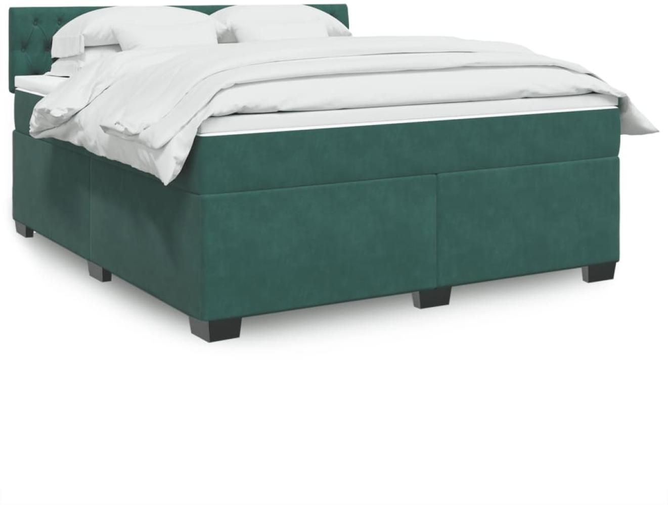 vidaXL Boxspringbett mit Matratze Dunkelgrün 180x200 cm Samt 3288687 Bild 1