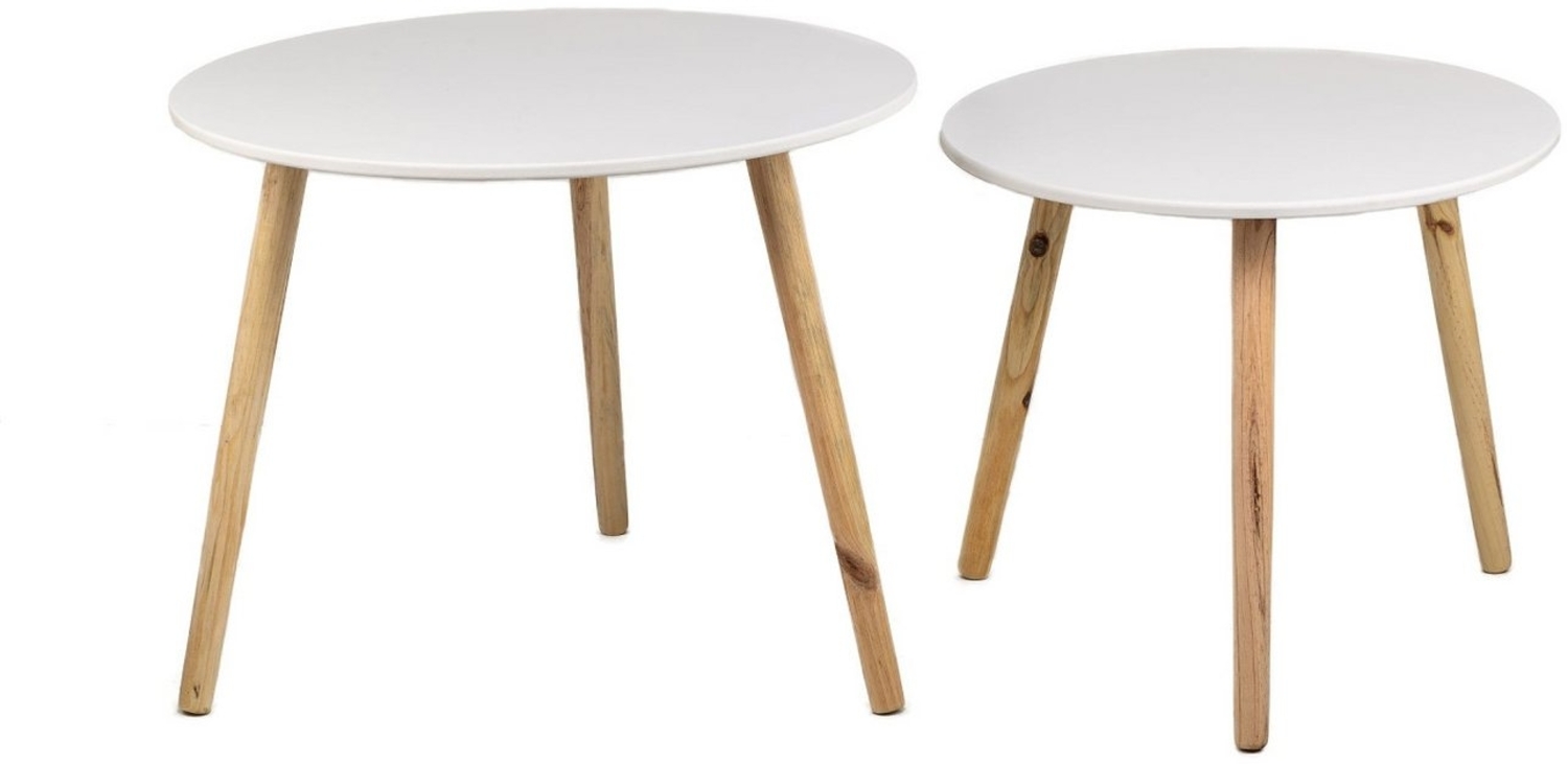 Meinposten Beistelltisch Couchtisch Holz weiß rund 50 oder 60 cm Wohnzimmertisch (1-St) Bild 1